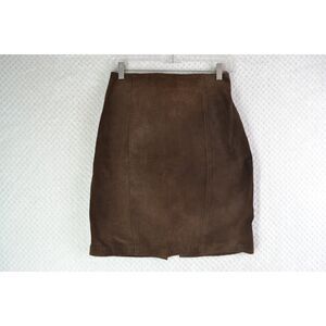 Copper Key Juniors 11 Brown Suede Leather Short Skirt VTG 90's